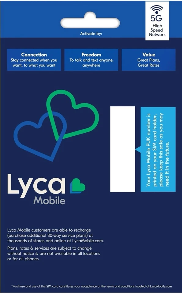 Lycamobile pré-pago $19 X 1 mês plano pré-carregado cartão SIM texto de chamada ilimitado - Imagem 2 de 4