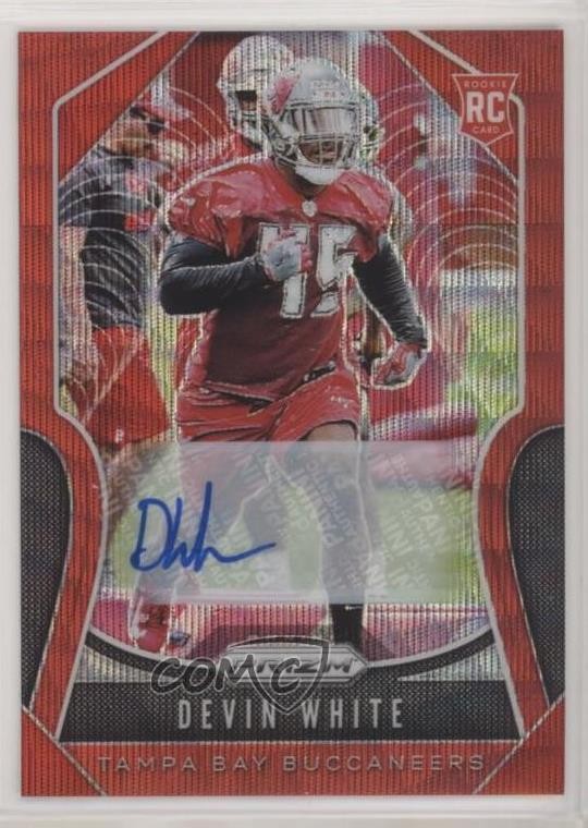 2019 Panini Prizm Rookies Red Wave Prizm Auto 16/149 Devin White #312 Auto 1x9