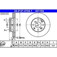 Bremsscheibe ATE 24.0121-0104.1 (2 Stk.) FüR Honda Civic V Hatchback