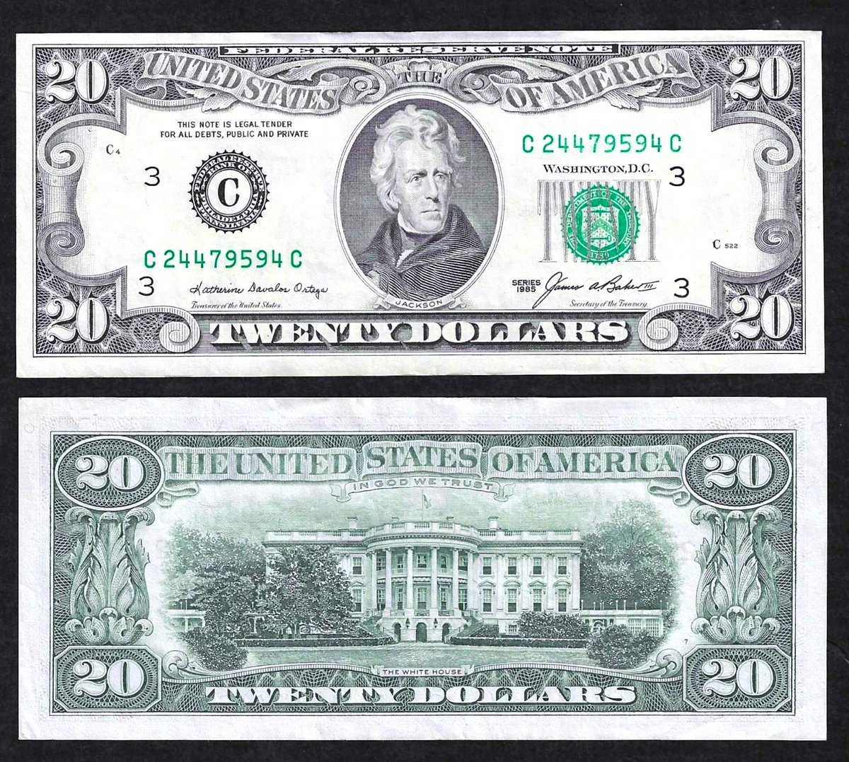 Uncirculated Uncertified $20 US Federal Reserve Small Notes for