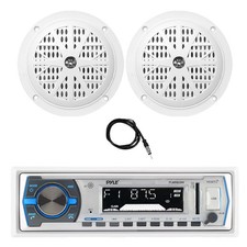 Pyle In-Dash Marine MP3 Stereo Receiver, 2x 4'' 100W Speakers, Antenna