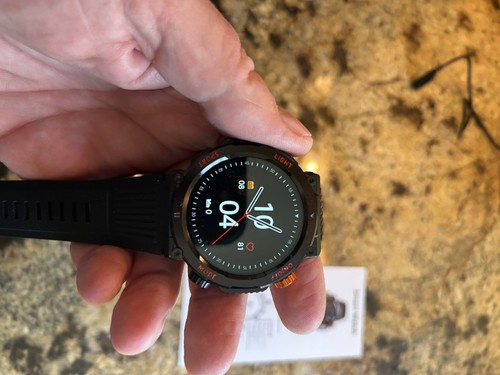 HT3 Herren-Smartwatch im Militärstil, schwarz, 1,4 rundes Zifferblatt schwarzes Band - Bild 4 von 5