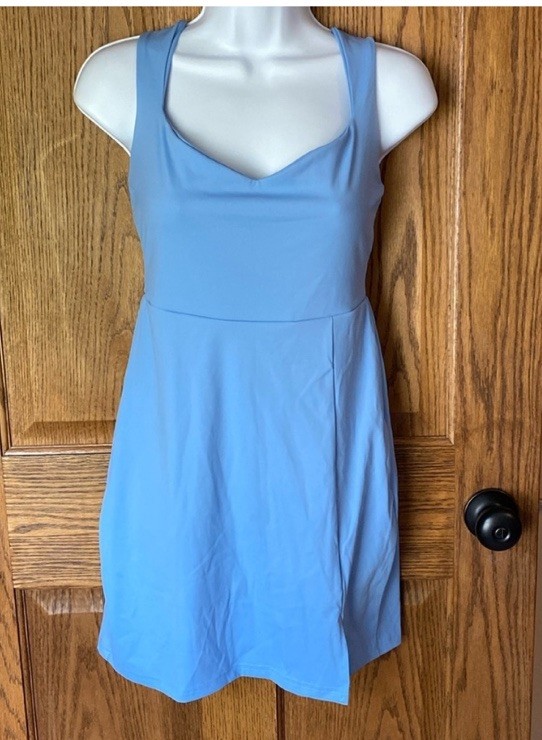 NWOT Women’s Blue Swim Dress/Skort Size Small. Adjustable Straps.