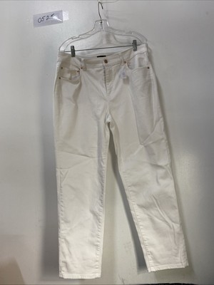 Women's Talbots White Jeans Sz 12 Straight Leg ~5-Pocket Everyday