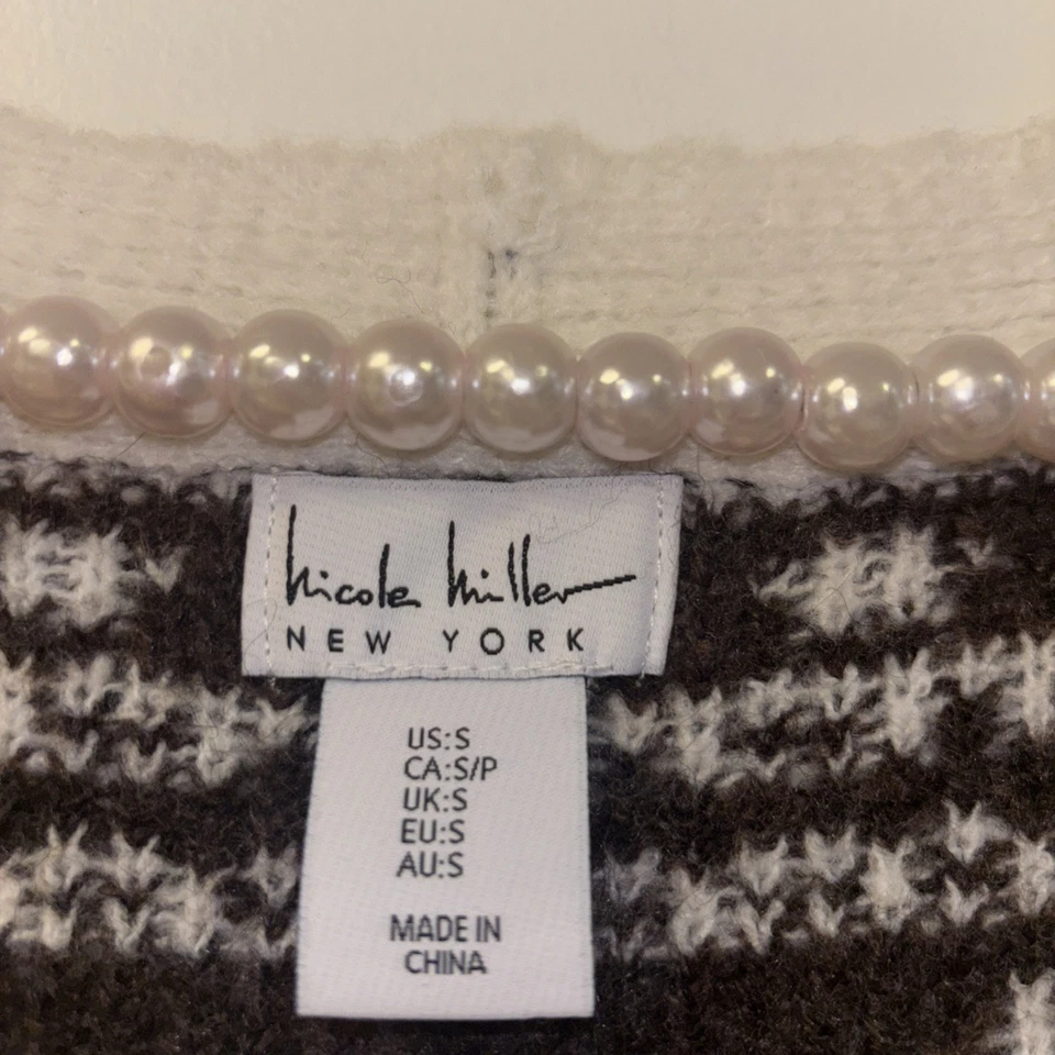 Nicole Miller Sweater Knit Cardigan Sz Sm Horse Sweater Western Country Brown - Image 3 of 4