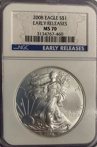 2008 AMERICAN SILVER EAGLE EARLY RELEASES :: NGC MS-70