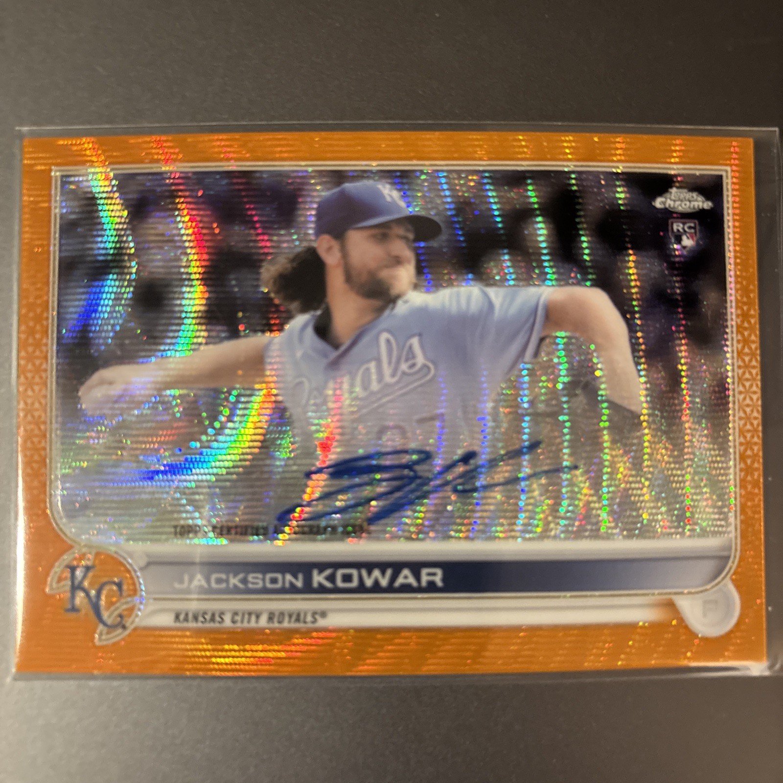 2022 Topps Chrome - Rookie Autographs Jackson Kowar #RA-JK Orange Wave 8/25 (RC)