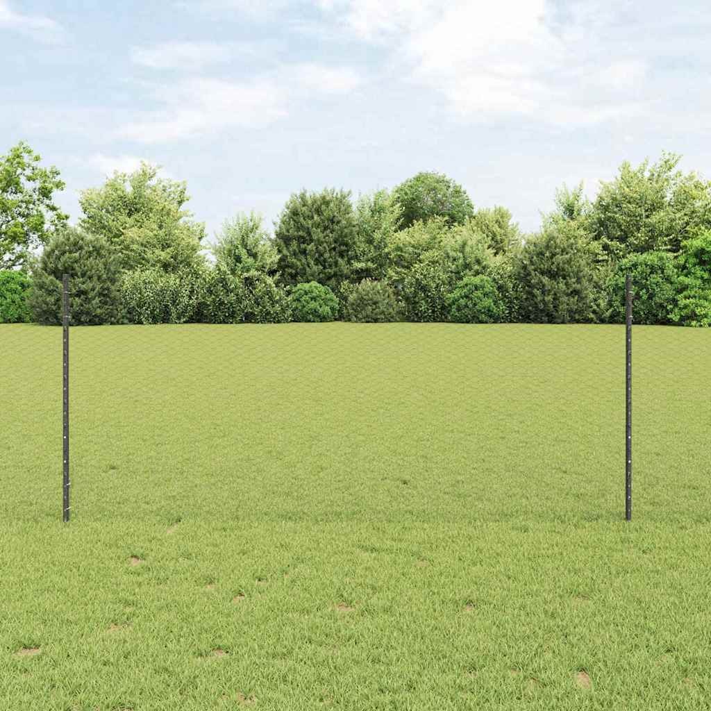 Pali per Recinzione 22 pz U-Channel Grigio 100 cm Acciaio 2404729