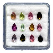 12 Pcs Natural Multi Color Tourmaline Pear Cut 6x4mm – 5.00 Cts Loose Gemstones