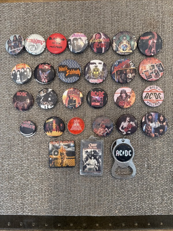 70’s/80’s Vintage Rock Pins and Keychains (28)- AC/DC Iron Maiden Black Sabbath