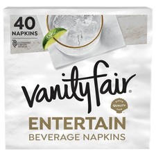 Vanity Fair Entertain Beverage Paper Napkins, White, 2-Ply, 40 Count, 4.9" x ...