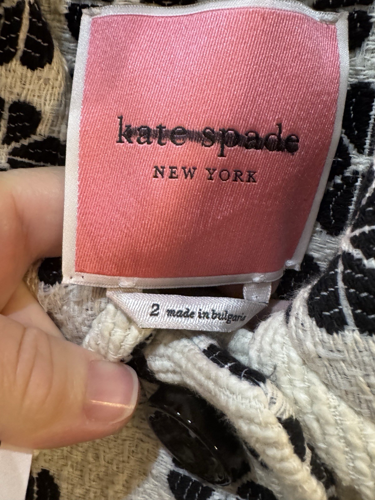 Kate Spade Spade Tweed Coat in a black and cream cotton-blend jacquard fabric thumbnail 7