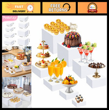 8 Pack Acrylic Display Risers - 3 to 10 Inch Cube Stands for Food Jewelry Show