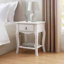 Light Grey Bedside Table Amelie 1 Drawer Modern Nightstand Storage