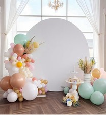 6 Ft. Round Backdrop Cover Gray Round Arch Covers for Wedding, Birthday Decor