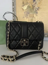 NWT Kate Spade Carey Quilted Leather Small Flap Crossbody  Black