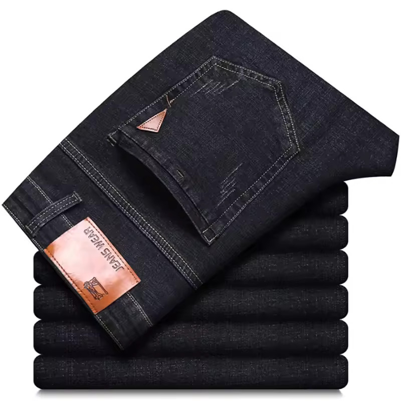 Soft Stretch Denim Zipper Fly Blue Black Pants