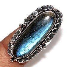 Fiery Labradorite 925 Silver Plated Ring US 6.5 Gift For Wife Fashion Sale GW