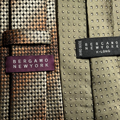 VTG-Bergamo New York Tie Men's Geometric Patterns - Brown and Tan colors