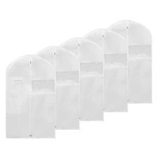 43" Garment Bag, 5pcs Breathable Suit Bag for Storage Hanging Clothes, White