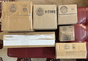 Fourteen  (14) small cardboard mailing boxes, Various sizes, Used