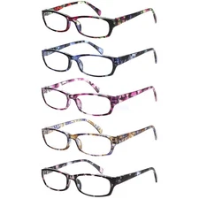 Kerecsen Women's Reading Glasses 5 Pairs, Mix Color -2, 1.5X