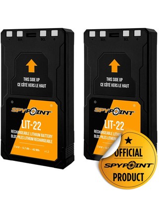 SPYPOINT LIT-22 Lithium Battery 2-Pack 7.4V 5.4Ah w/ AC Charger for FLEX M S Dar