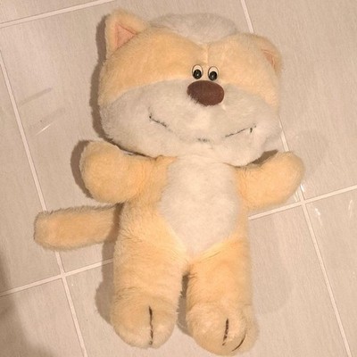 Showa Retro Cream Colored Cat Plush Toy Vintage Antique
