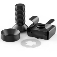 50 PCS M6x16mm Rack Mount Cage Nuts Black Screws Square Nuts for Server