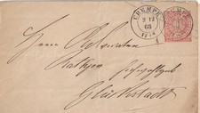 Nachv. K2 CREMPE a. Ganzsache NDP n. Gl&uuml;ckstadt 1868