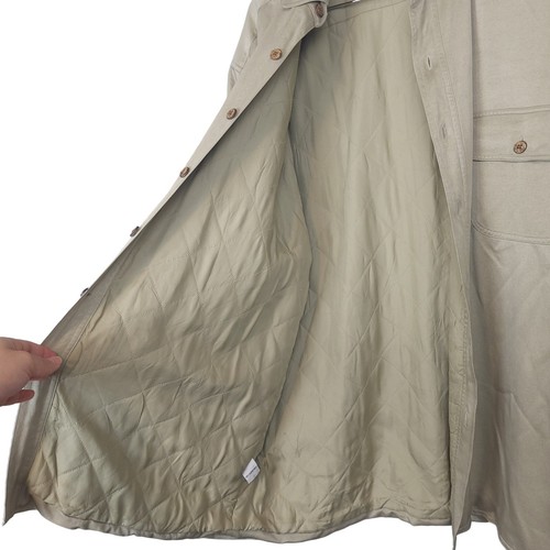 Vintage Tommy Bahama Mens 100% Silk Long Sleeve Quilt Lined Shacket Sz Large Tan - Picture 4 of 10