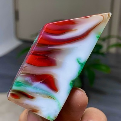 64G Natural NanHong Agate block multicolored Pattern Cabochon mineral Crystal
