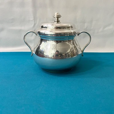 Sucrier CHRISTOFLE modèle ALBI métal argenté service café thé 14 cm - Photo 1/4