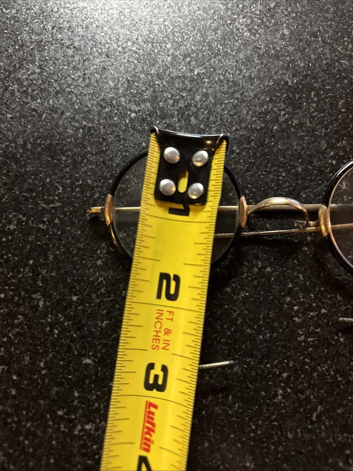 1920? Gafas de biblioteca redondas de celuloide dorado negro tortuga Foto 3 de 4