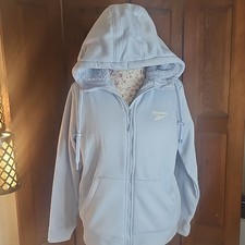 Reebok Women's Hooded Full Zip Lined Hoodie Light Blue Size L OLRB2308