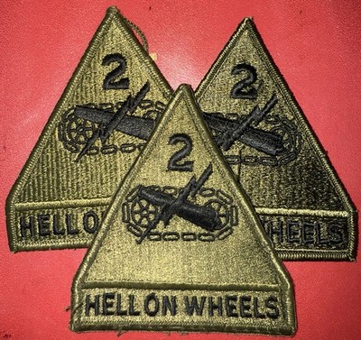 2nd Armored Division Hell On Wheels (Attached Tab) Subdued SSI Patch (AK/AS)