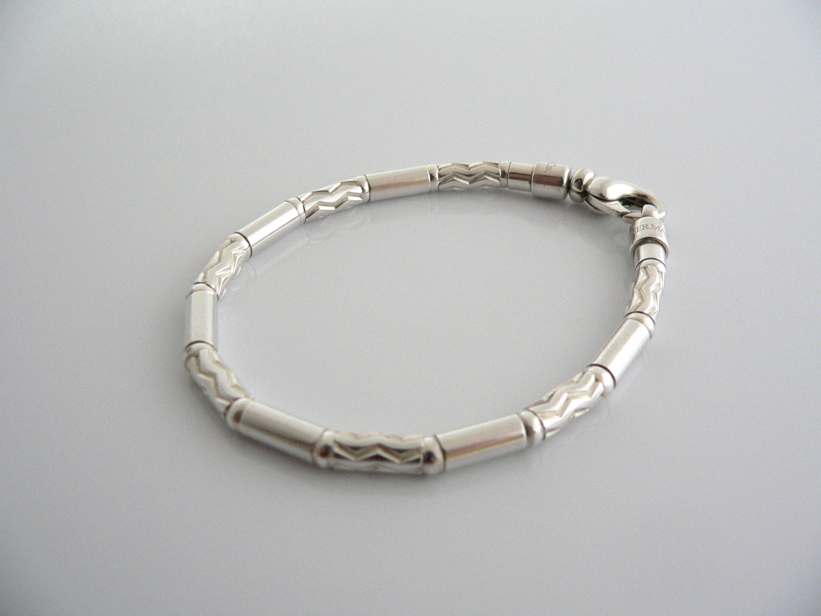  Tiffany & Co Silver Carved Bead Bracelet Etched Bangle Gift Love Statement Art