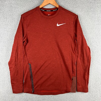 Nike Mens Small Therma Sphere Long Sleeve Running Shirt Burnt