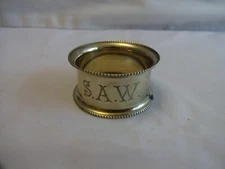 Vintage Silver Plated EPNS Napkin Ring Isle of Man Initialled SAW