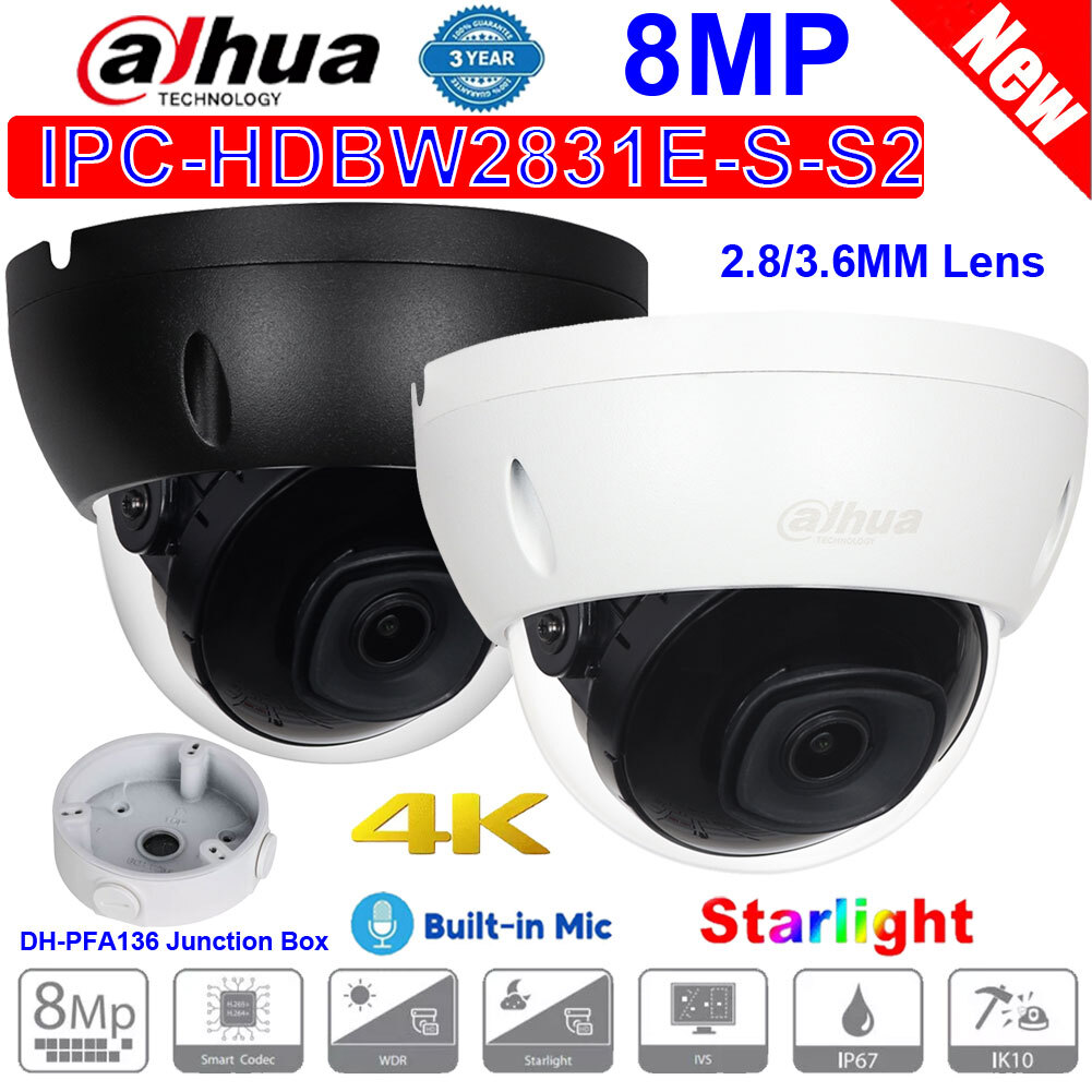 Dahua 8MP 4K IPC-HDBW2831E-S-S2 POE IVS Starlight IP Camera Dome IR Night Vision