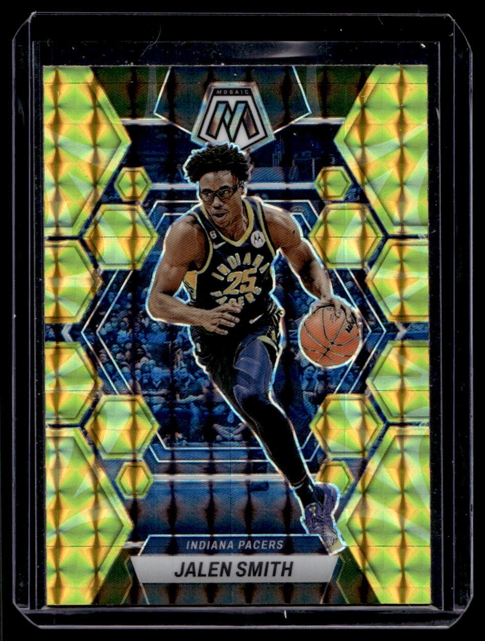 2022-23 Panini Mosaic Jalen Smith Reactive Yellow Prizm #60 Indiana Pacers