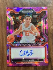 2022-23 Prizm Draft Picks Cole Swider College Penmanship RC Purple Ice 24/99