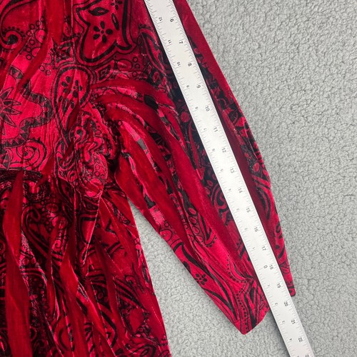 One World Babydoll Tunic Womens 3X Red Velvet Paisley Dark Romantic Vamp Emo Y2K - Picture 8 of 9