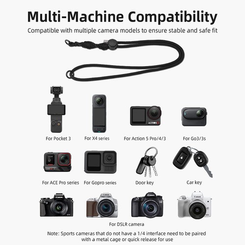 Verstellbarer Halsband für DJI OSMO POCKET 3/Insta360 ONE X3/X4 Kamera Zubehör - Picture 10 of 17
