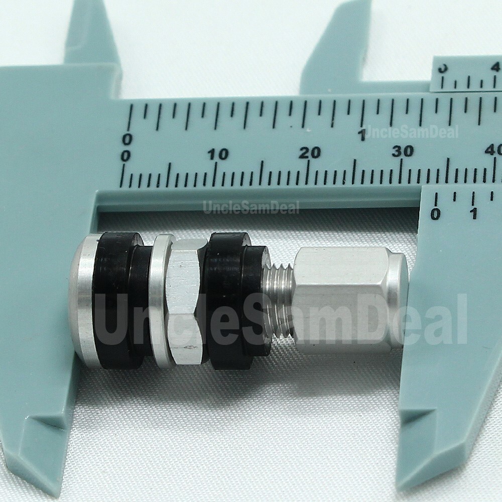 ENKEI NT03+M ALUMINUM BOLT ON SHORT BASE SILVER VALVE STEMS WITH CAPS