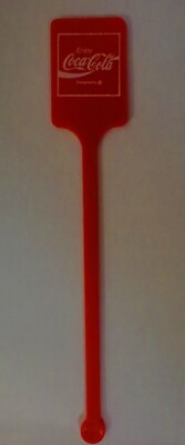 Coca-Cola Red  Enjoy Coca Cola and Swirl in Square  Plastic Swizzle Stick 6''  