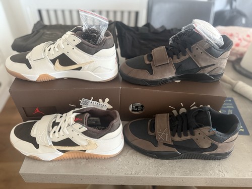 X2 JORDAN JUMPMAN JACK TR TRAVIS SCOTT DARK MOCHA UK 9 & JUPMAN JACK SAIL UK 9 - Picture 3 of 6