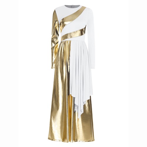 Women Bodysuit Metallic Dancewear Crew Neck Jumpsuit Lyrical Praise Prayer - Picture 19 of 61