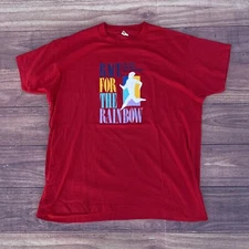Vintage Screen Stars Best RACE FOR THE RAINBOW Marathon XL Red Shirt CHILD ABUSE
