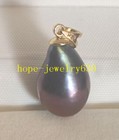 BAROQUE 11-15MM BLACK TAHITIAN PEARL PENDANT NECKLACE 14K yellow gold